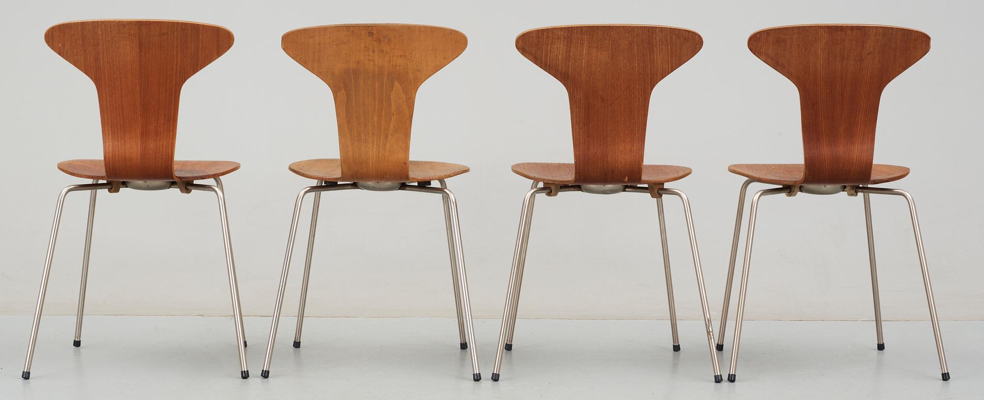 STOLAR, 4 st, "3105 / Munkegårdsstolen / Myggan", Arne Jacobsen, Fritz Hansen, Danmark, 1900-talets andra hälft.