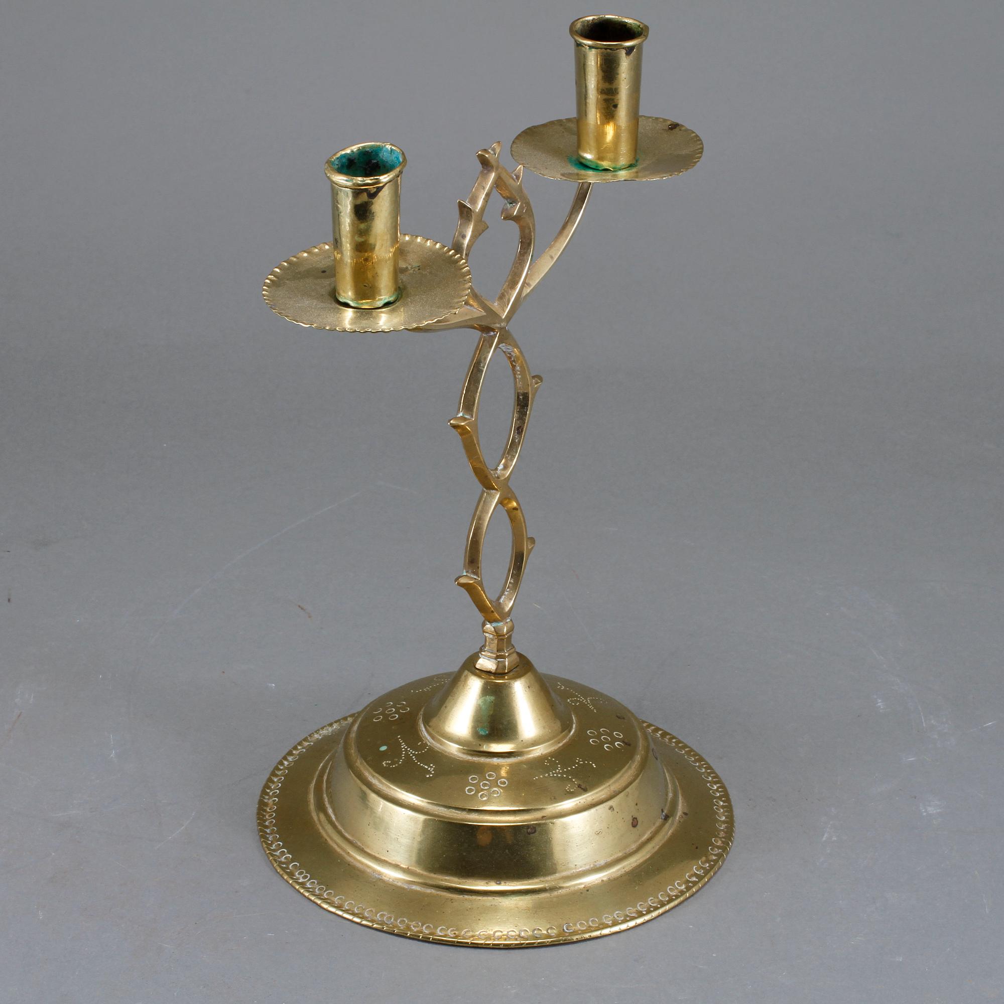 LJUSSTAKE, mässing, s k Blekingestake, 1700-tal.