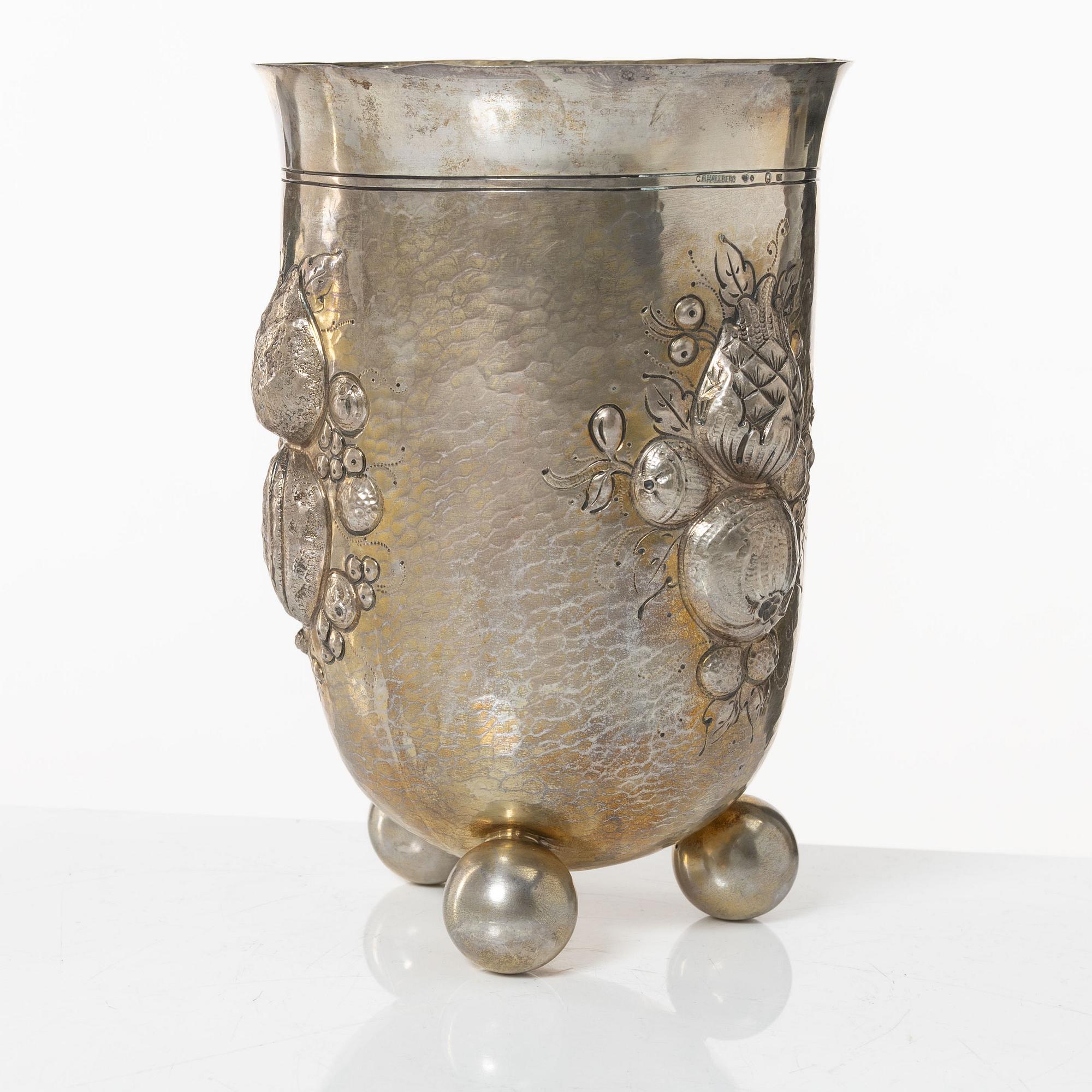 Bägare, silver, barockstil, CG Hallberg, Stockholm 1906.