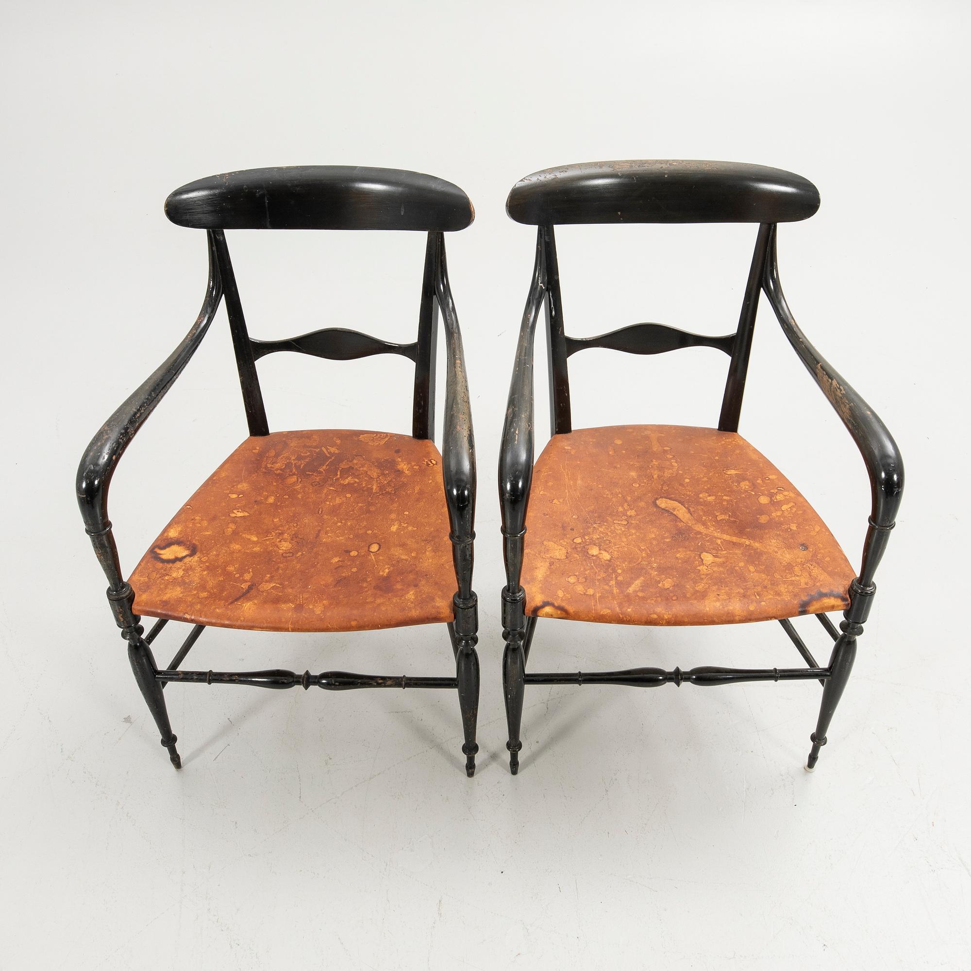 Armchairs, a pair, probably Chiavari, Italy, 20th century.