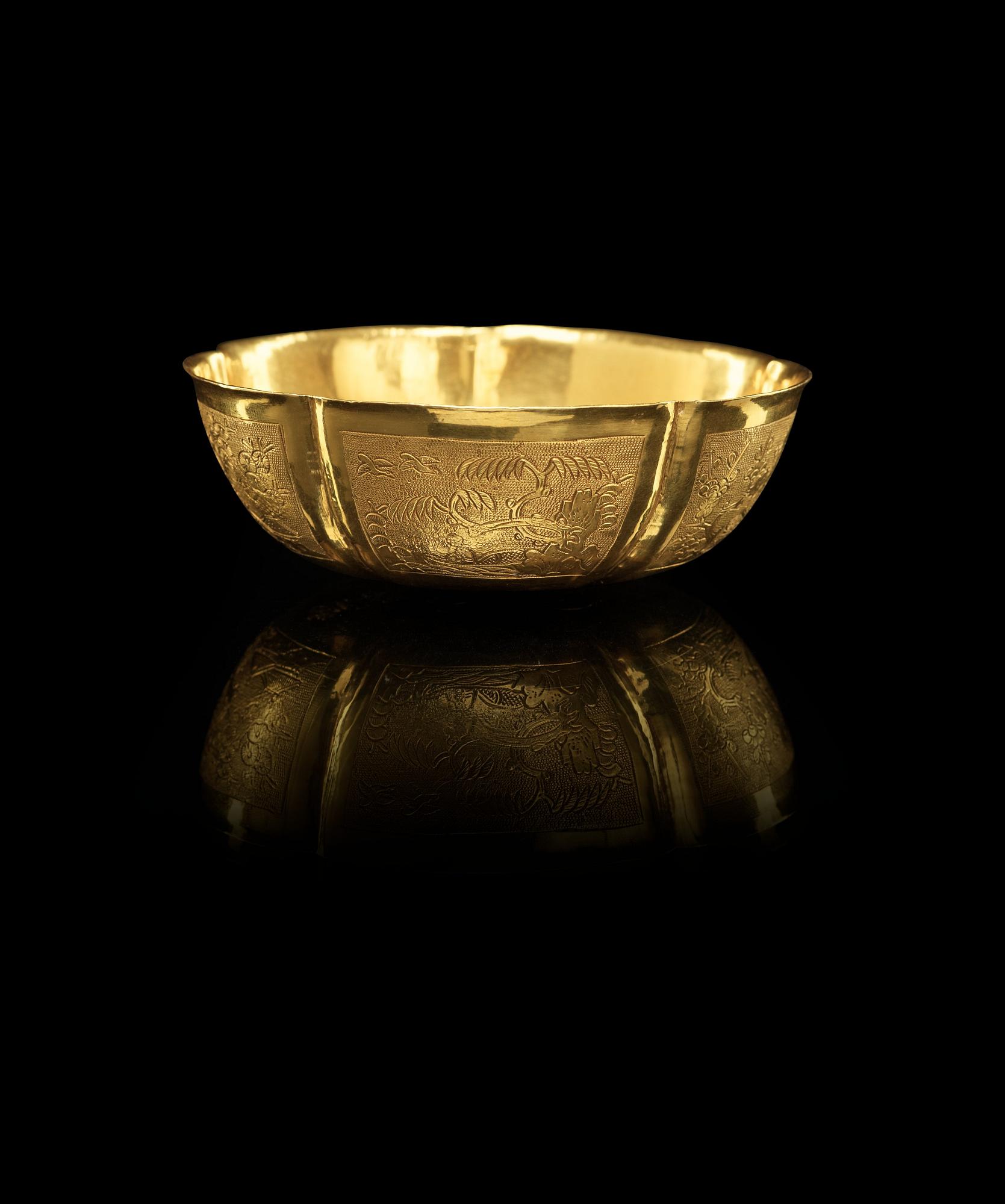 SKÅL, guld. Qing dynastin, 1700-tal.