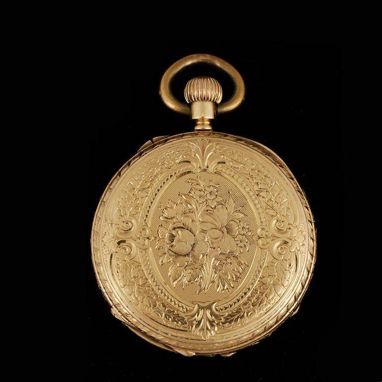 DAMFICKUR, guld 18K, omkring sekelskiftet 1900. Totalvikt ca 47 gram.
