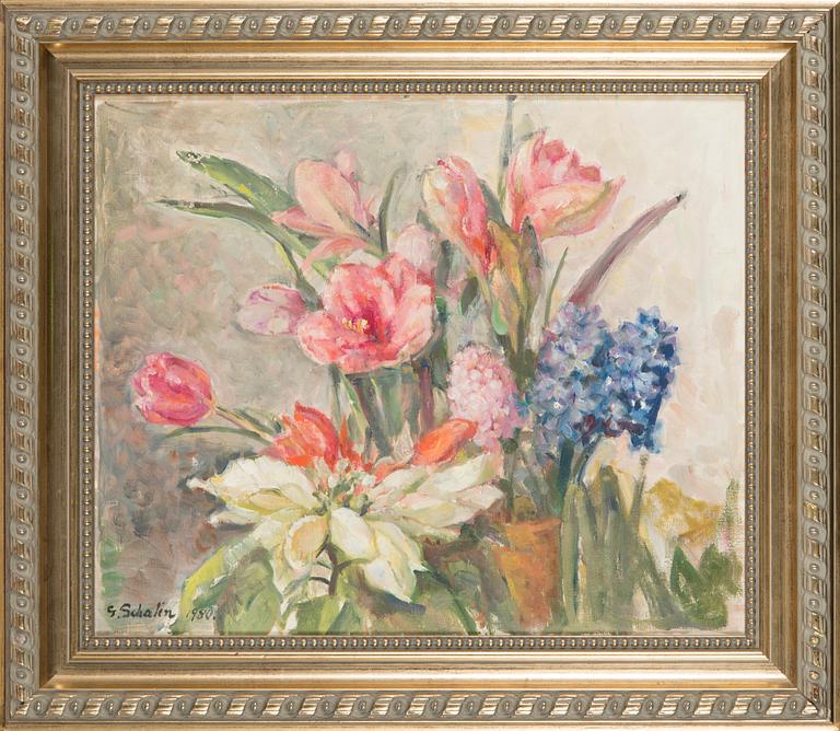 Greta Schalin, olja på duk, signerad och daterad  1980.