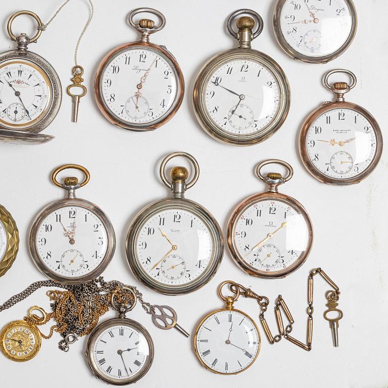 Collection of pocket watches, 63 pieces, "No reserve", various materials.