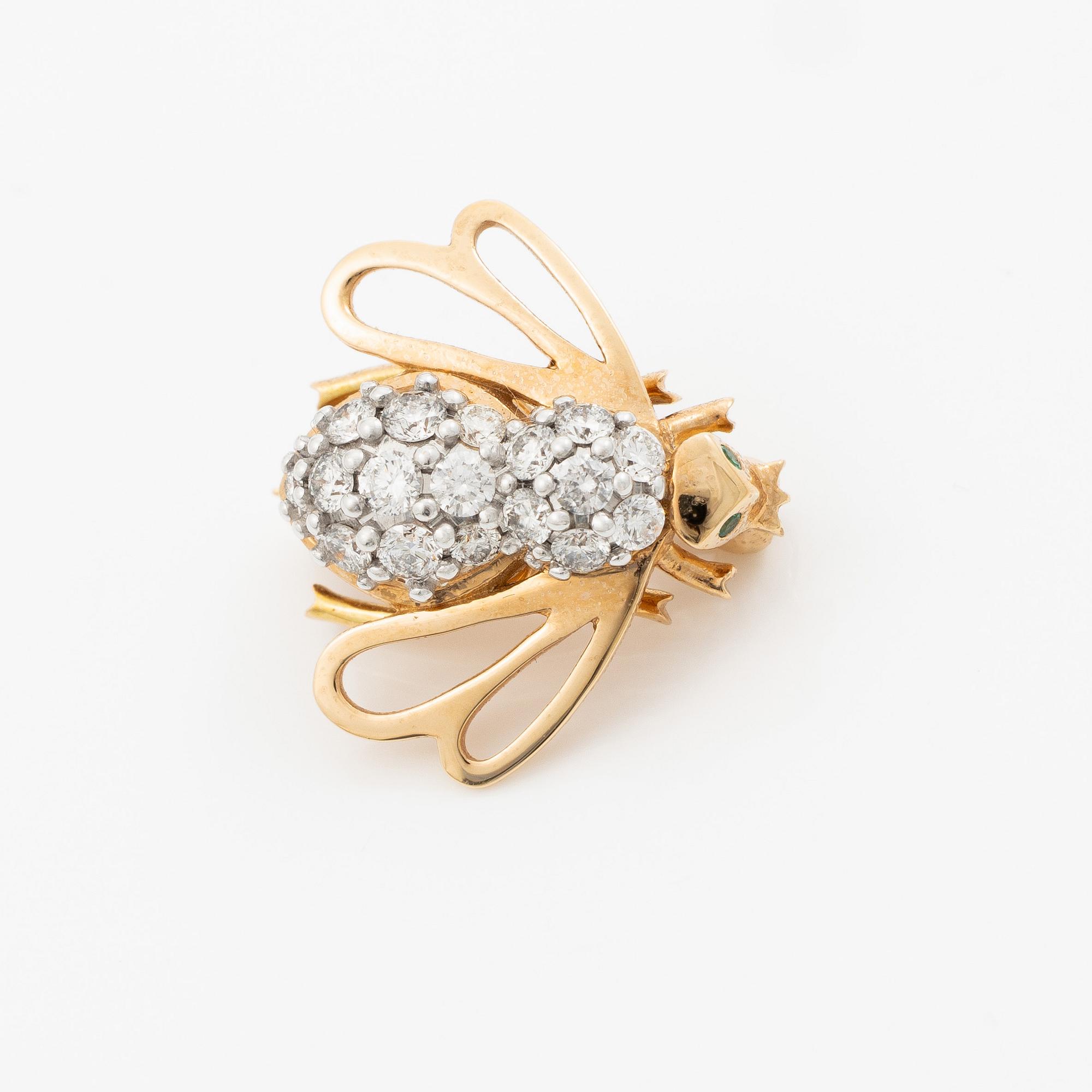Brooch, Jarl Sandin/Mary Kay, in the form of a bee, 18K gold with brilliant-cut diamonds.