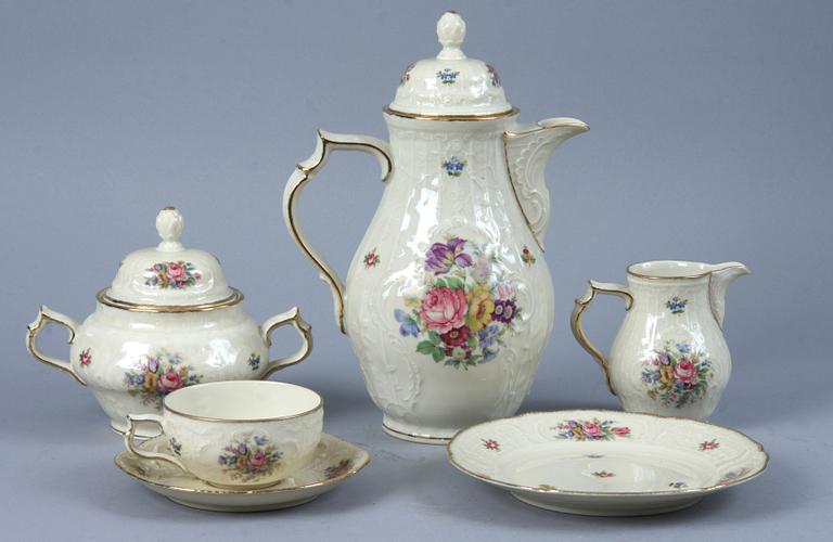 KAFFESERVIS, 27 delar, porslin, "Sanssouci", Rosenthal.