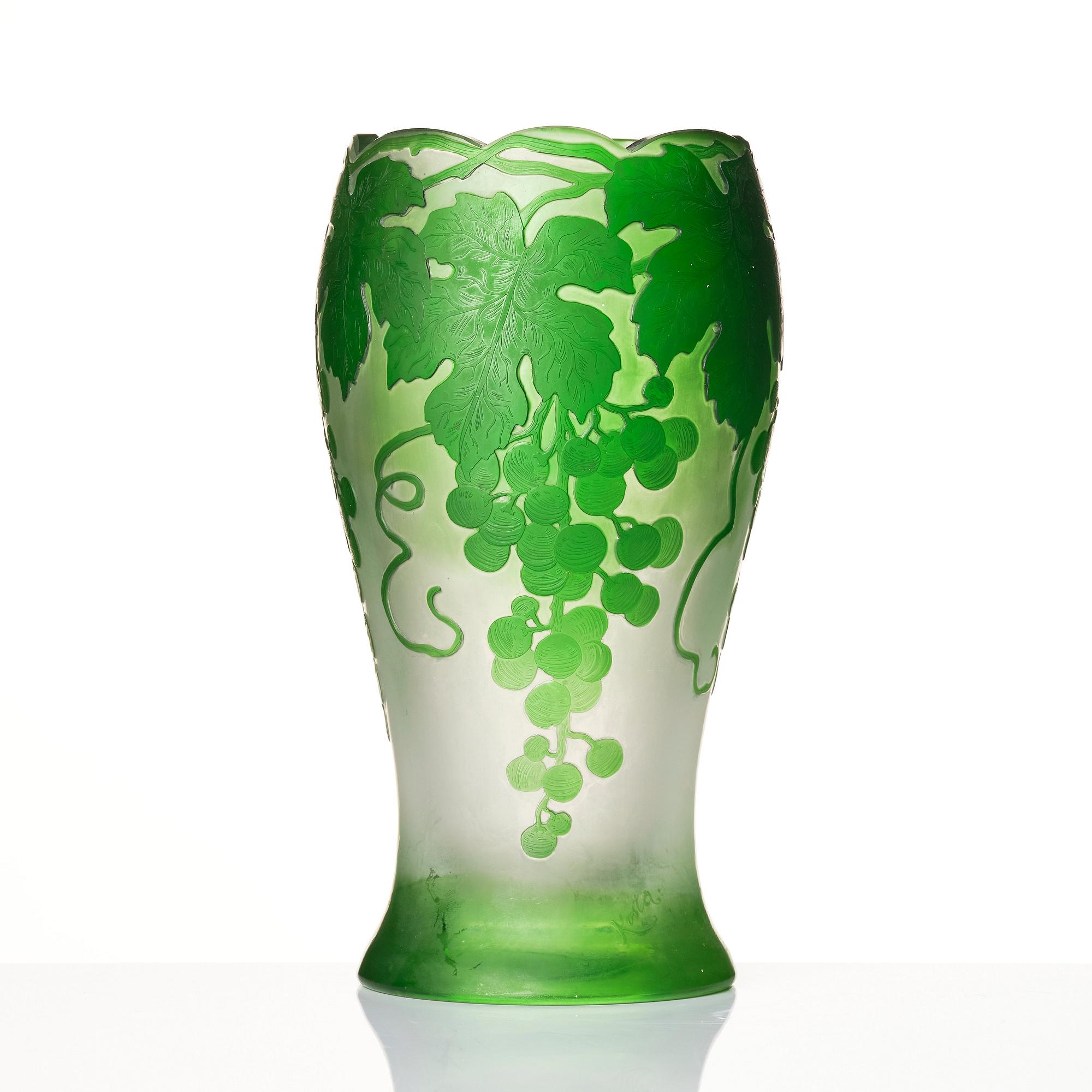 Karl Lindeberg, an Art Nouveau cameo glass vase, Kosta, Sweden, early 20th Century.