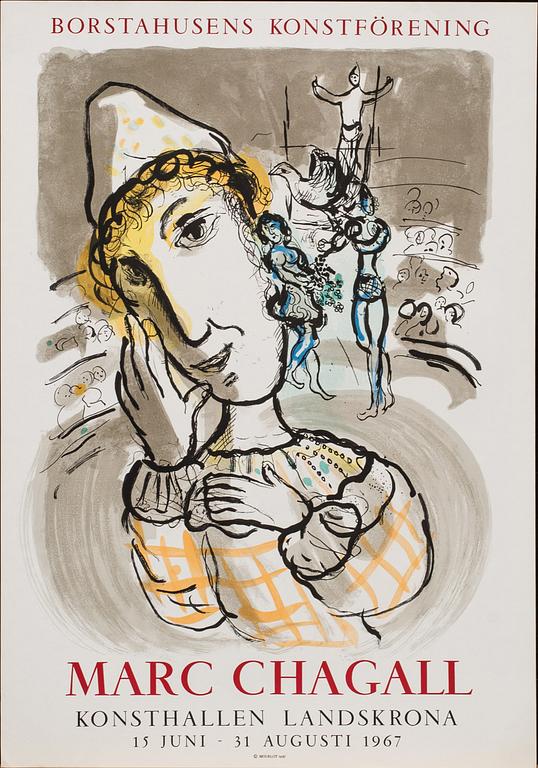 MARC CHAGALL, utställningsaffisch, Borstahusens konstförening Mourlot 1967.