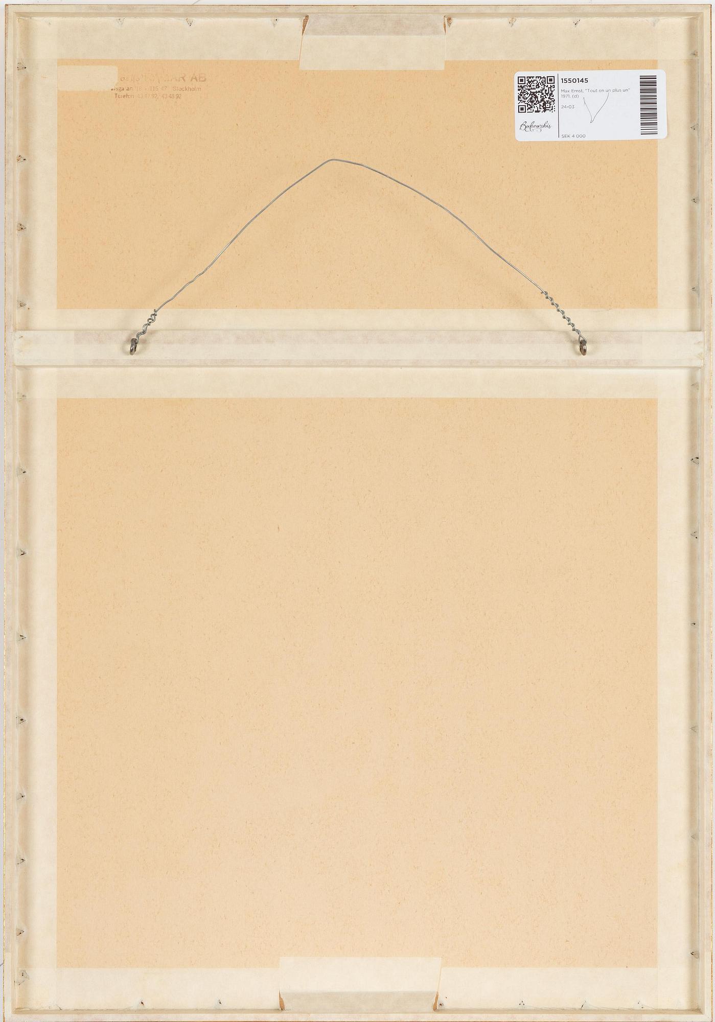 Max Ernst, "Tout en un plus un".