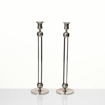 Josef Frank, a pair of pewter and plexi-glass candlesticks, Svenskt Tenn, Stockholm 1952 och 1956.