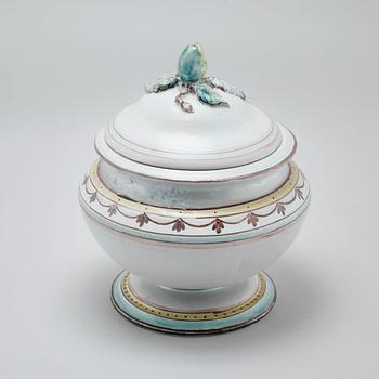 A unique earthenware soup terrine by GABRIEL BURMEISTER for Upsala Ekeby, dated 1921.