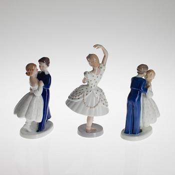 FIGURINER, 3 st, porslin, Bing & Gröndahl, 1900-tal.