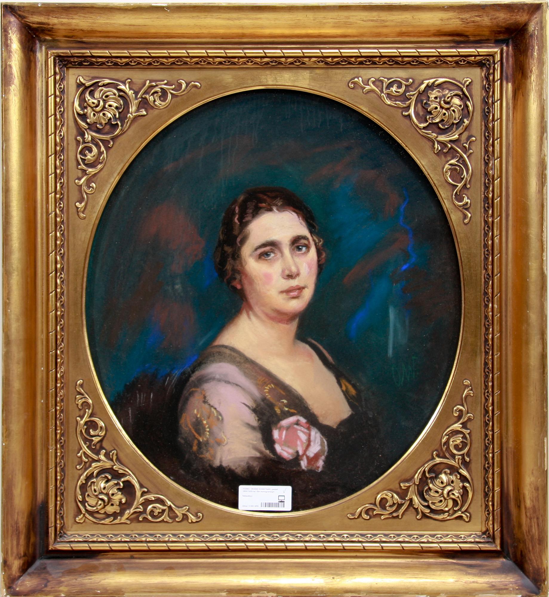 OKÄND KONSTNÄR, pastell, bär monogramsign, 1800/1900-tal.