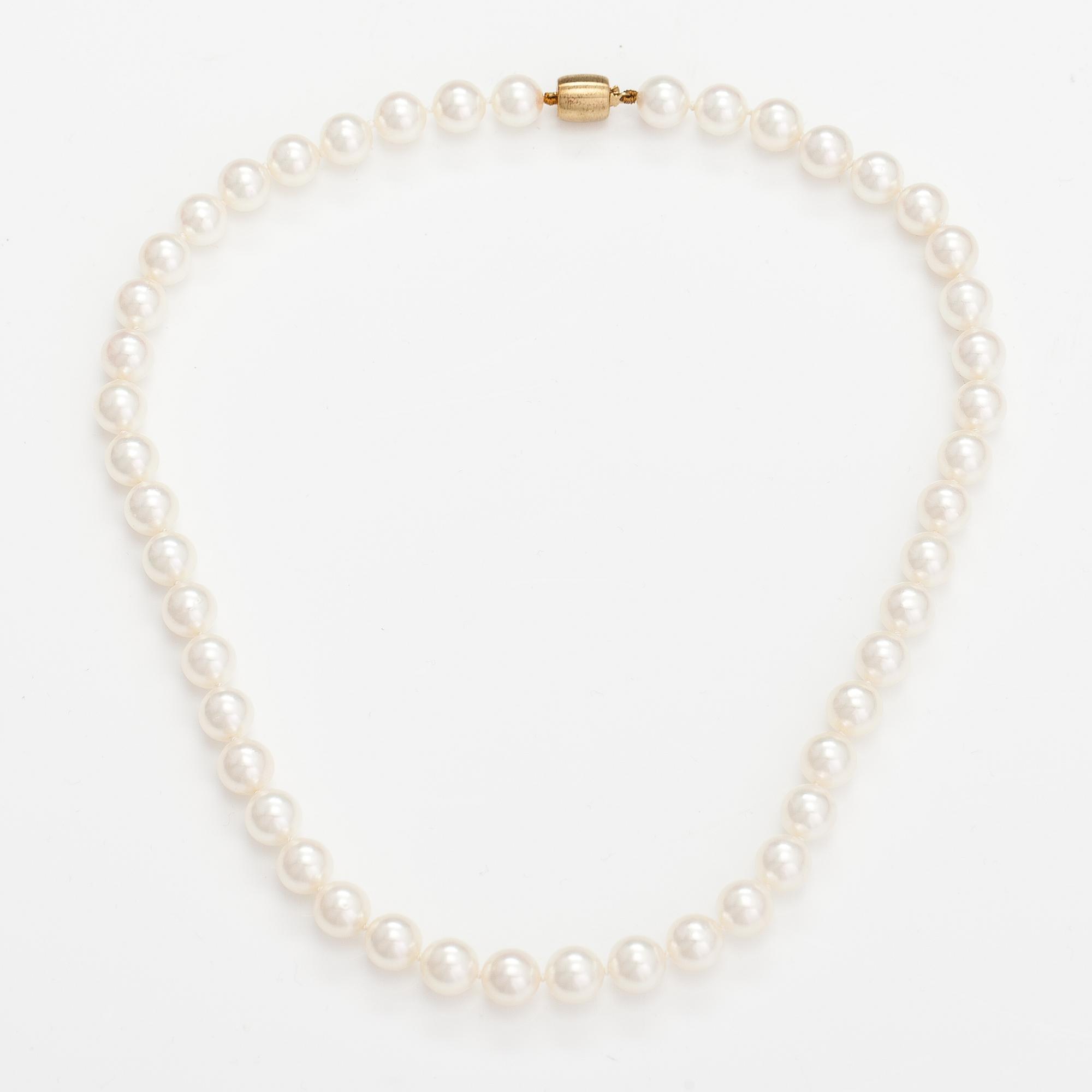A pearl collier with ajoya pearls and a 14K gold clasp. Torbjörn Tillander, Helsinki 2015.