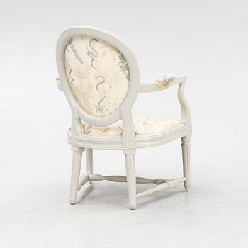 A Gustavian armchair, end of the 18th Century.