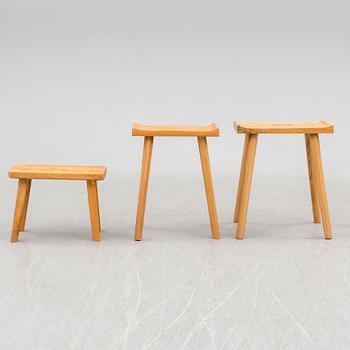 3 second half of the 20th century oak stools.