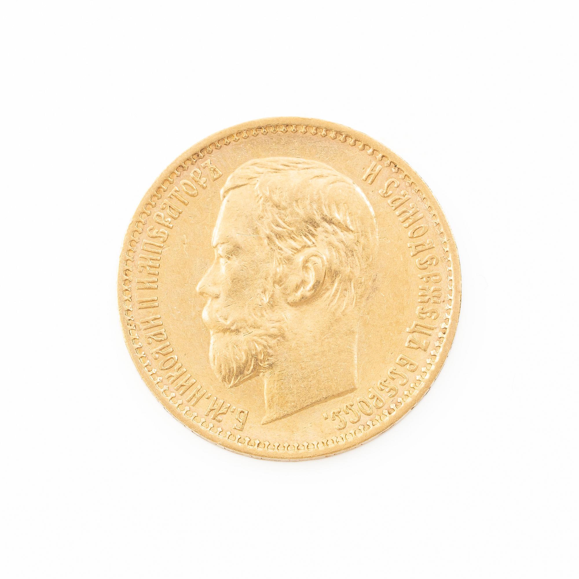 Guldmynt, Nikolaij II, Ryssland, 5 Rubel, 1898.