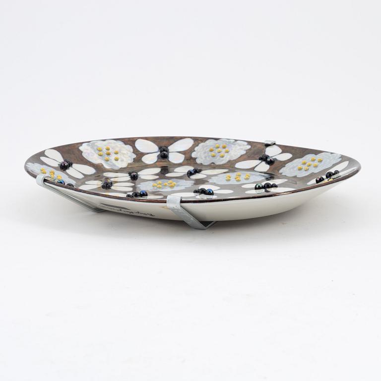 Birger Kaipiainen, a ceramic 'Butterfly' dish, Arabia Art 1982, Finland, signed and numbered 170/300.