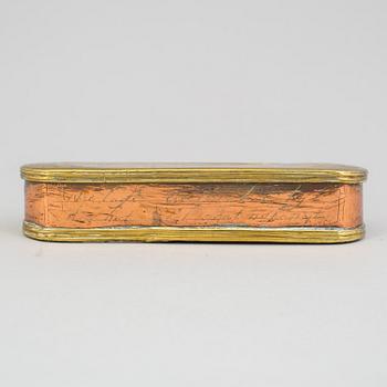 A brass and copper box, probably The Netherlands, 18th century.