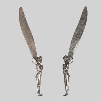 A pair of Art Nouveau fairy letter openers, early 20th Century.