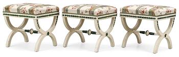 548. Three late Gustavian circa 1800 stools.