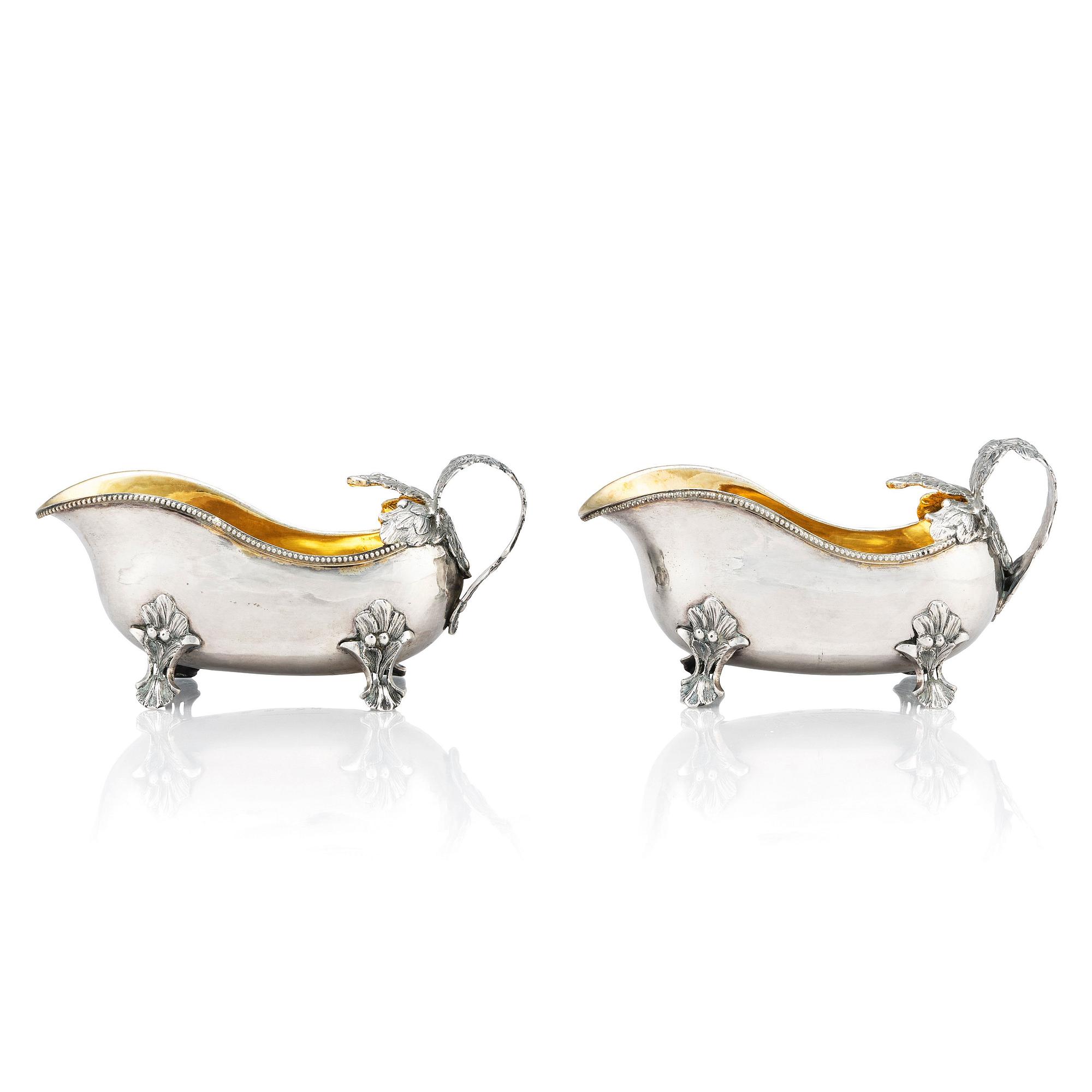 A pair of Swedish Rococo sauce-jugs, mark of Anders Schotte, Uddevalla 1794.