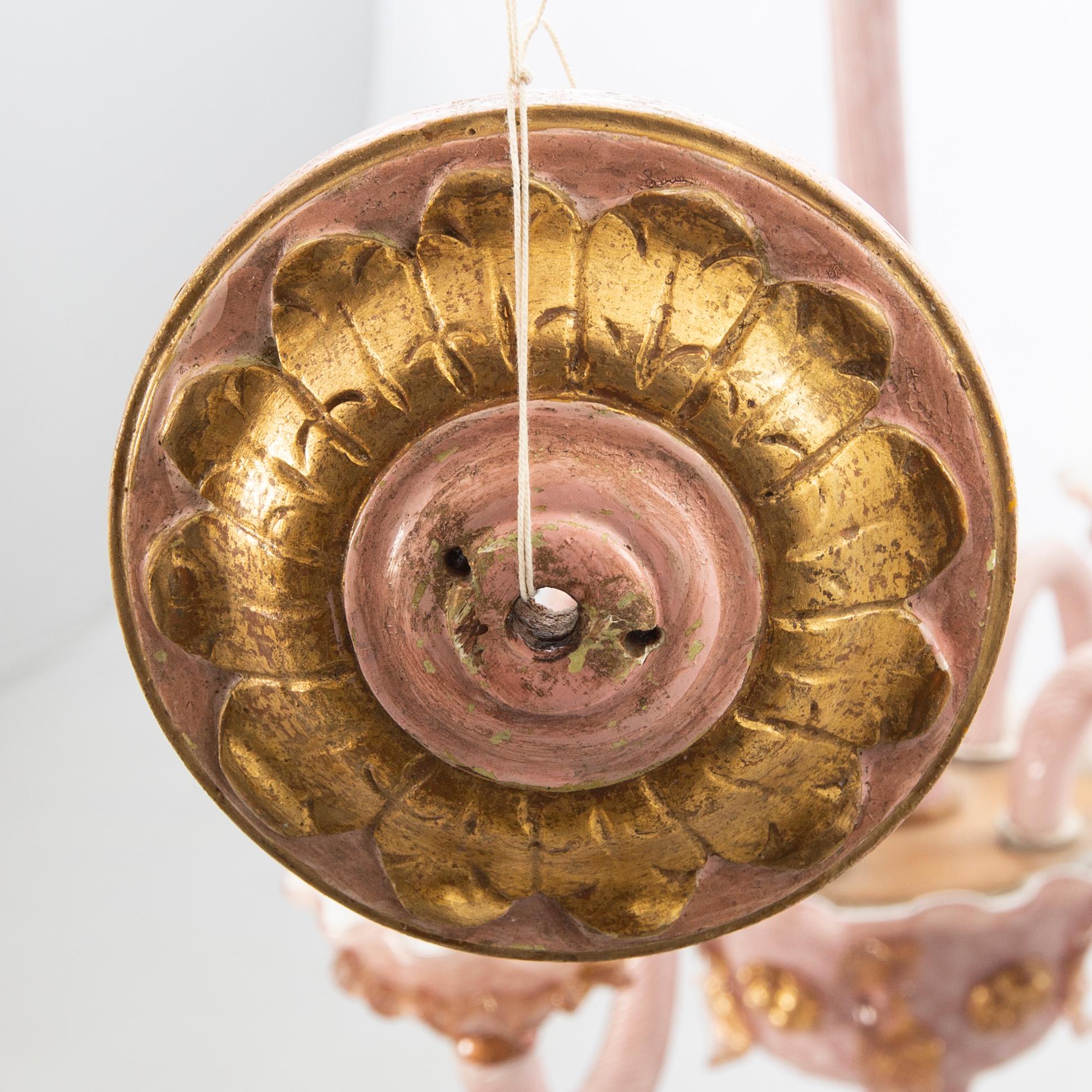A mid 20th century glass ceiling lamp from Murano, Venice Italy.
