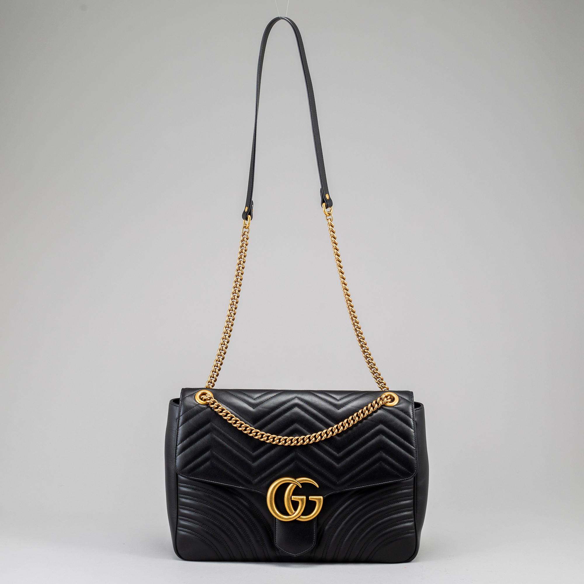 GUCCI "GG Marmont Large Black Shoulder Bag".