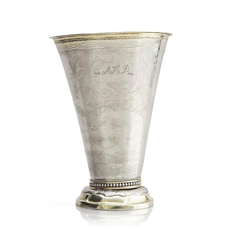 A Swedish parcel-gilt silver beaker, mark of Erik Lemon, Uppsala 1789.