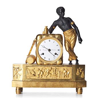 123. A late Gustavian mantel clock, early 19th century.