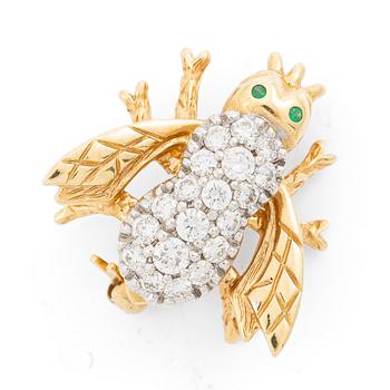 Brooch in the form of a bee, Mary Kay, 18K gold with brilliant-cut diamonds.