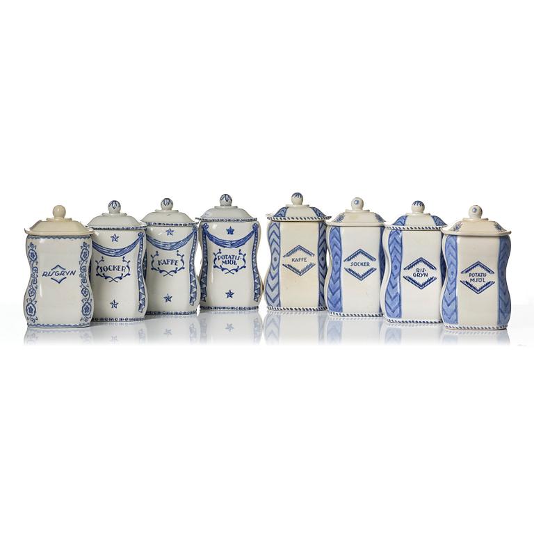 Wilhelm Kåge, 30 ceramic spice jars, Gustavsberg, Sweden, 1917 an onwards.