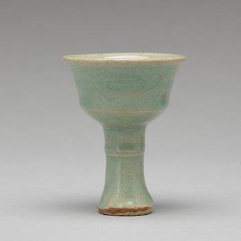 A celadon glazed bowl and stemcup, Song/Yuan dynasty.