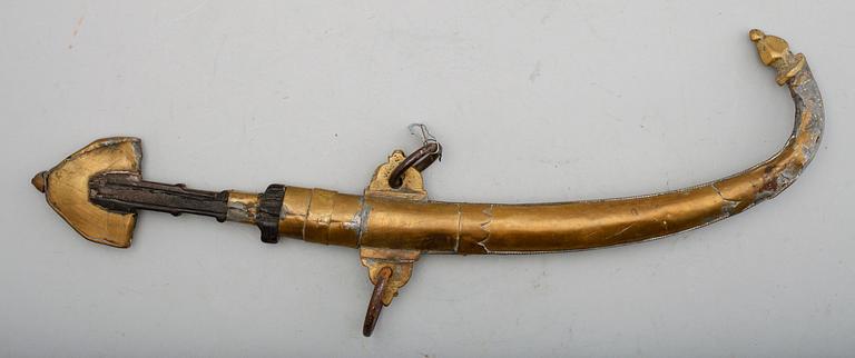 KNIV med slida, mässing, orientalisk, 1800-/1900-tal.