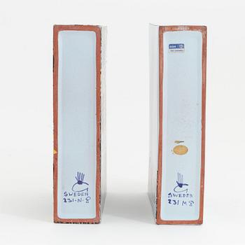 Stig Lindberg, vaser, 2 st, fajans, "Karneval", Gustavsbergs studio.