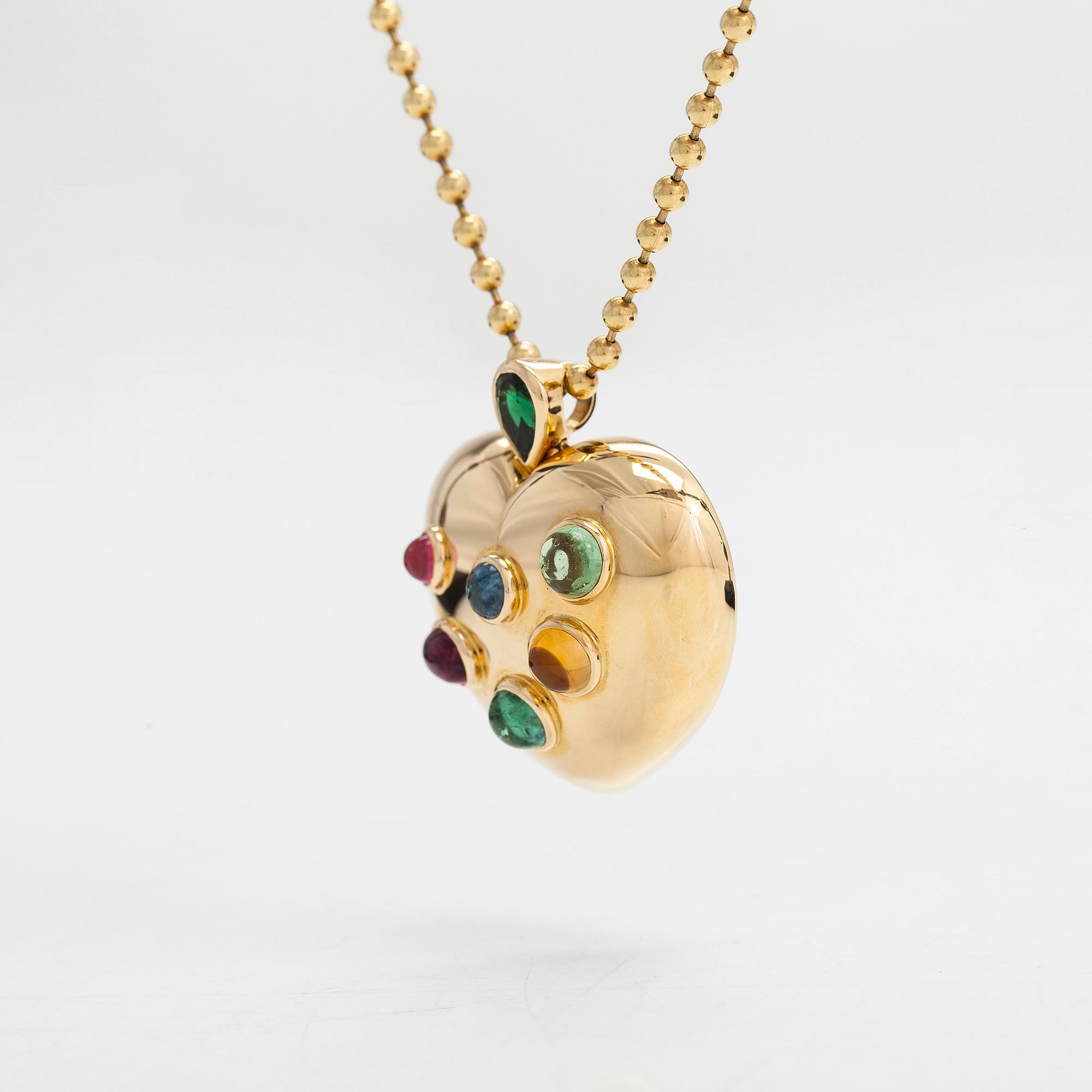 Torbjörn Tillander, Kaulakoru, 18K kultaa, turmaliineja sekä akvamariini. Helsinki 2001.