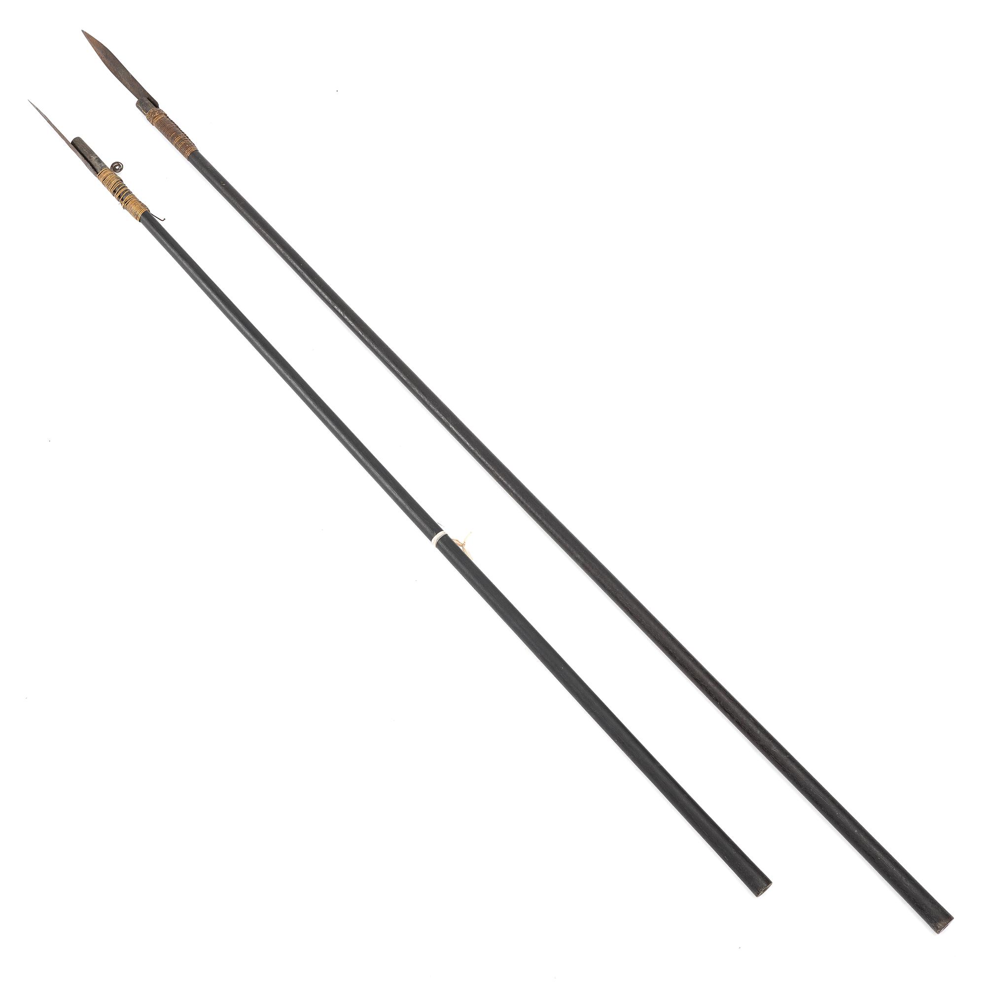 2 blowpipes, probably Dayak, Borneo.