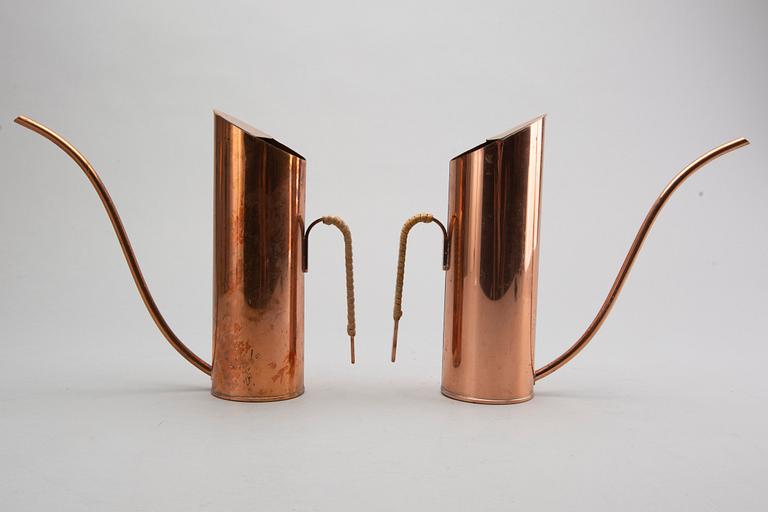 GUNNAR ANDER, 2 Copper watering pots, Ystad Metall, second half of the 20th century.