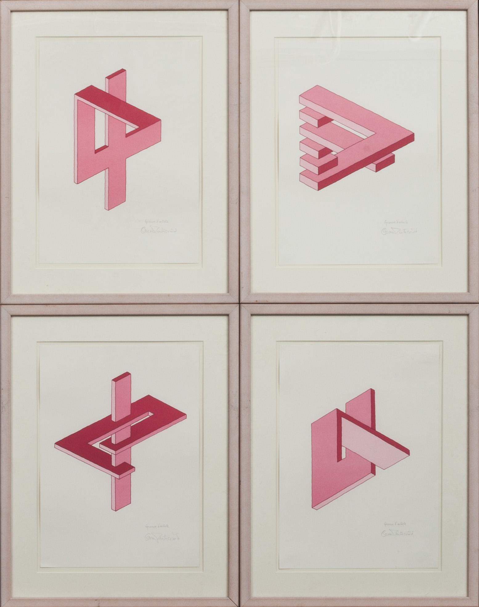 OSCAR REUTERSVÄRD, 4 st. färglitografi, signerade, E.A.