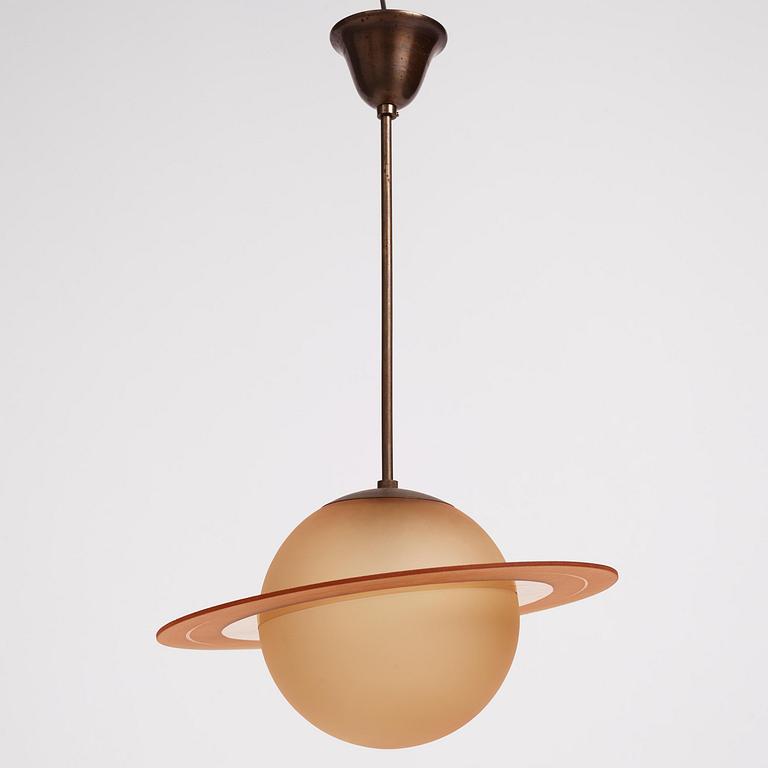 Edward Hald, a "Saturnus" ceiling lamp model "HD 602", Orrefors, 1930s.