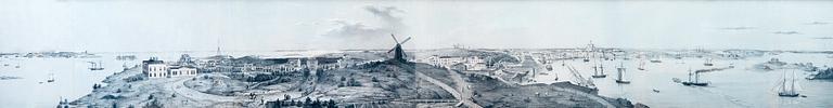 LITOGRAFIA, Panoraama Helsingistä Kalliolinnasta nähtynä.