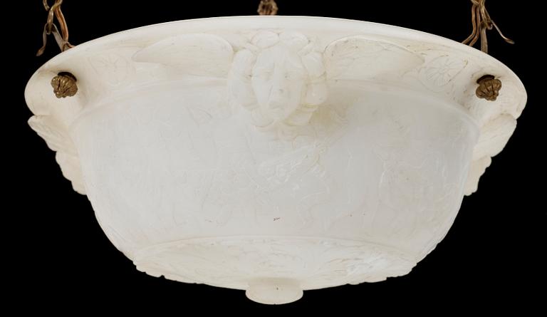 TAKAMPEL, alabaster. Empirestil, 1800-tal. H 105.