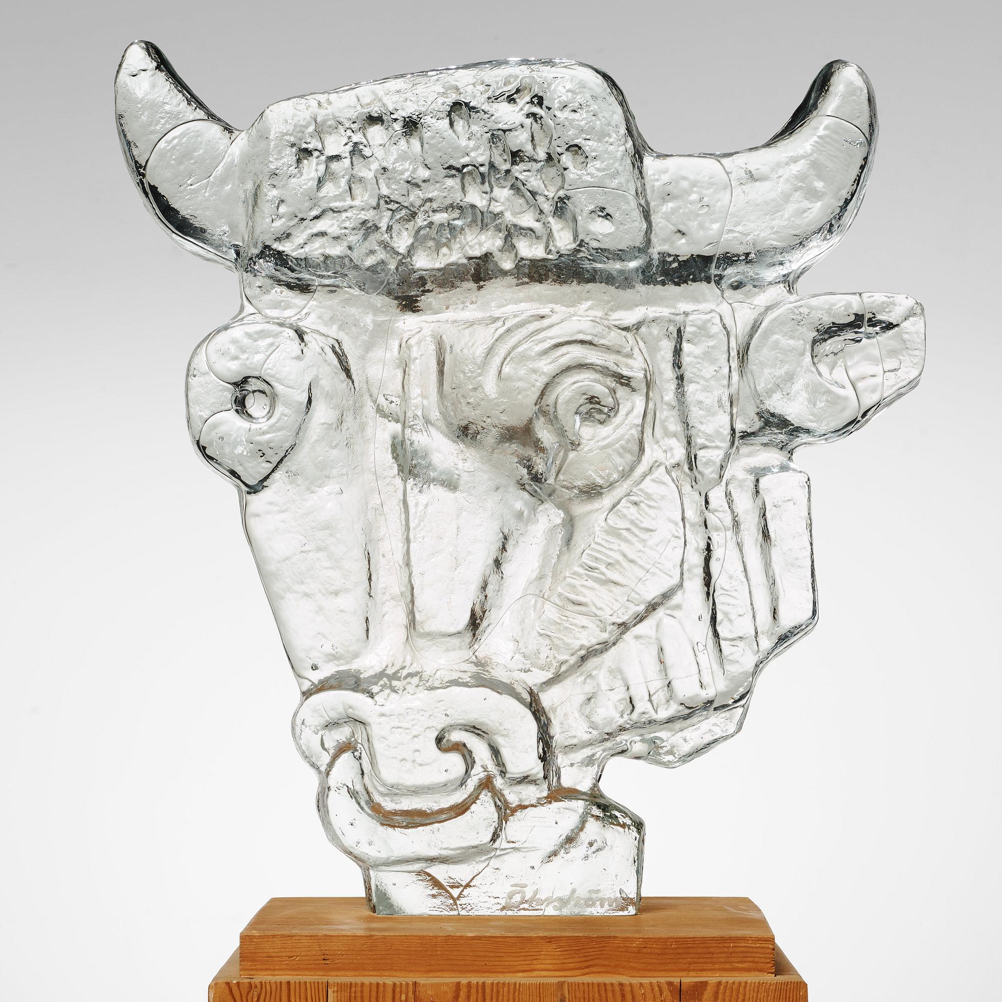 Edvin Öhrström, "Tjurhuvud", Lindshammars glasbruk, 1950-tal.