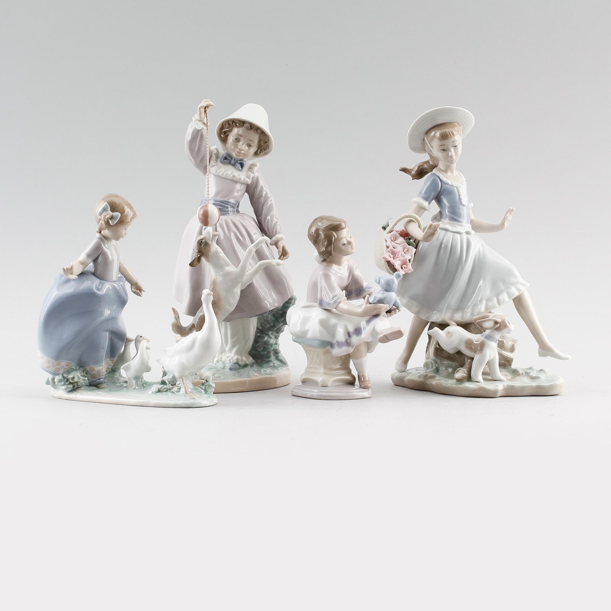 FIGURER, 4 delar, porslin, Lladro, Spanien.