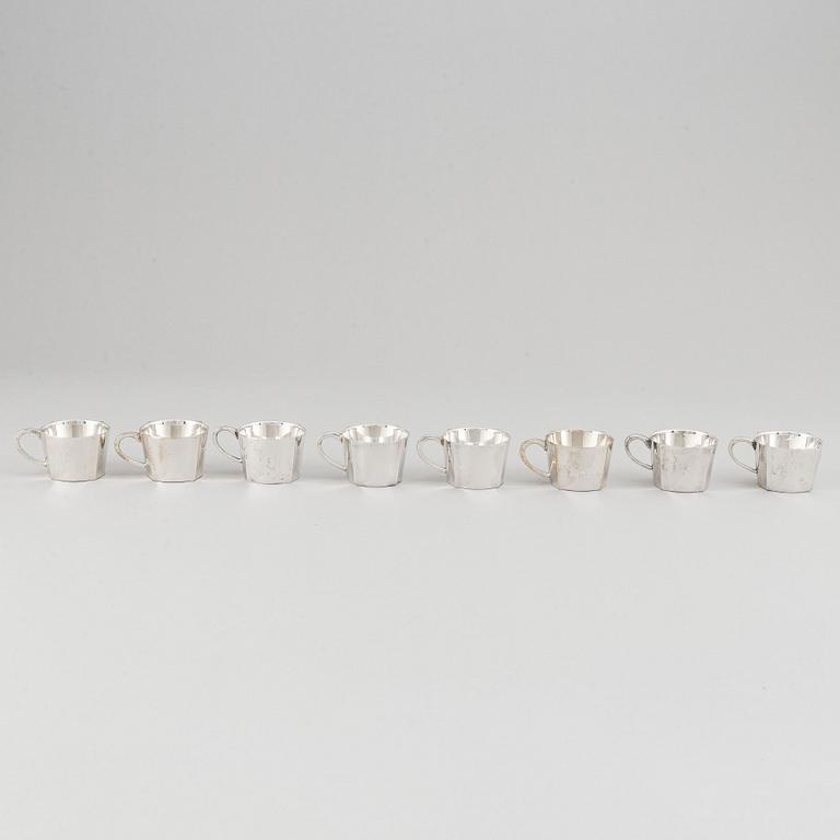 Sigvard Bernadotte, 24 pieces silver plate cocktail glasses, cups and mugs, GAB, Gense, Sweden.