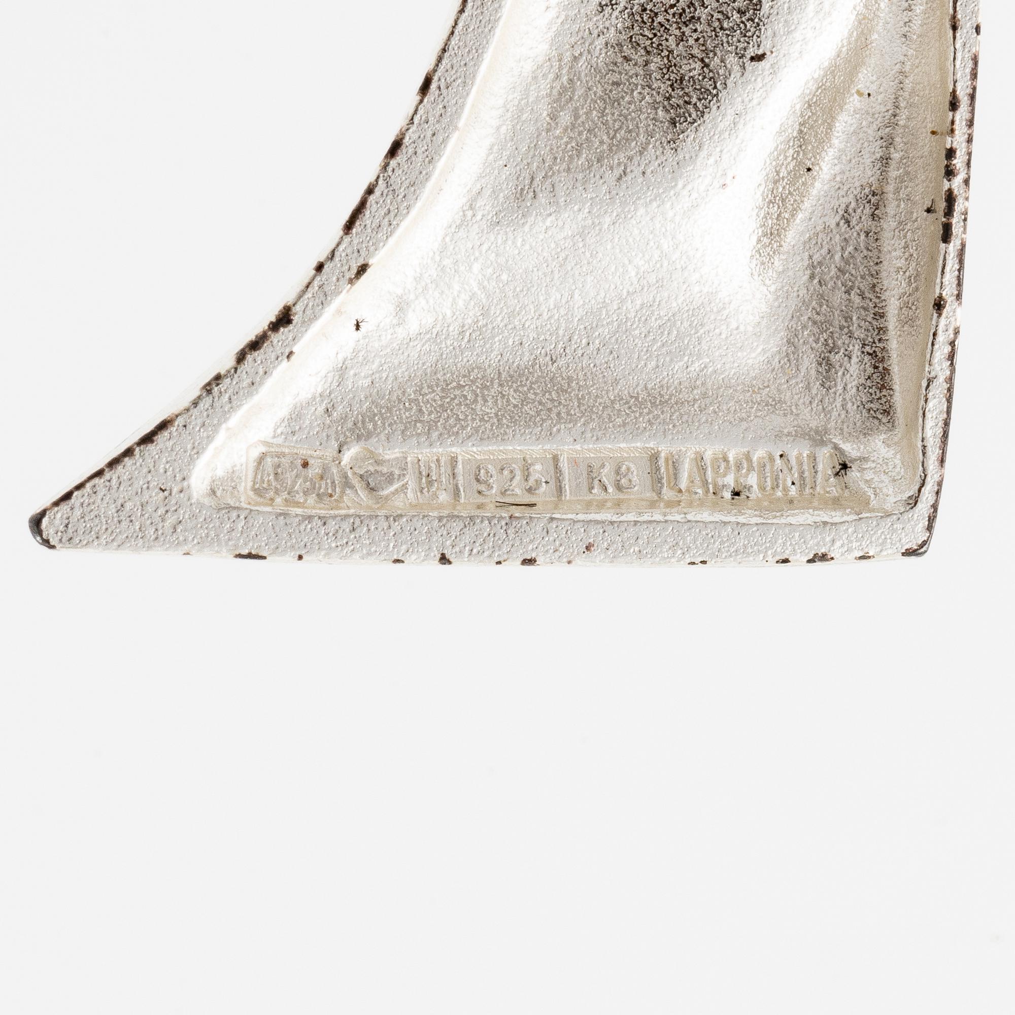 Björn Weckström, a pair of earrings "Silver Facets" for Lapponia, Finland 1987.