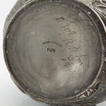 Jean-Maurice Petizon, Vase, Art Nouveau, pewter, France.