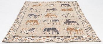 Märta Måås-Fjetterström, a drape "Vildhästen", flat weave, c 253 x 133 cm, signed MMF.