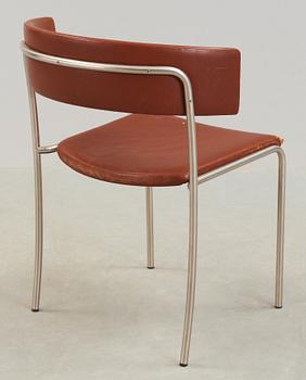 A Hans Asplund steel and brown leather chair, probably for Nordiska Kompaniet, 1950's-60's.