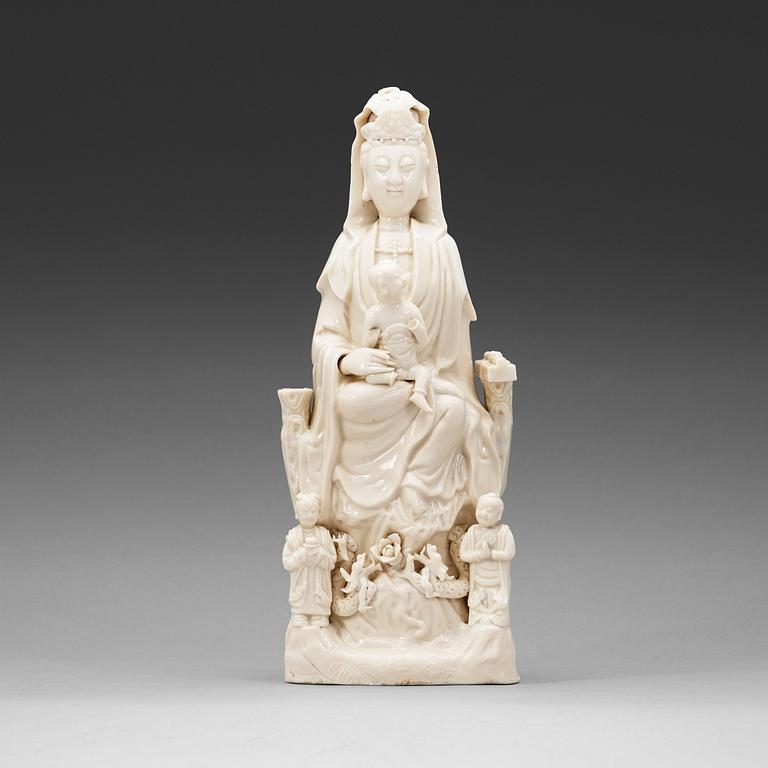 A blanc de chine figure of Guanyin, Qing dynasty, 18th Century.